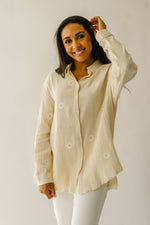 The Baytown Daisy Embroidered Blouse in Taupe