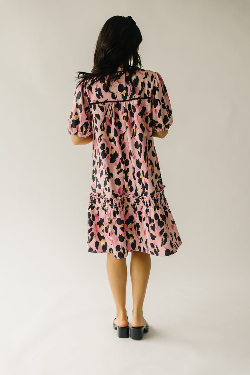Black printed shirt dress with tiered dress
