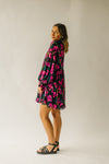 The Avina Chiffon Floral Detail Dress in Hot Pink