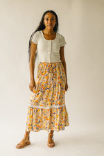 The Blakely Tiered Maxi Skirt in Cream Multi