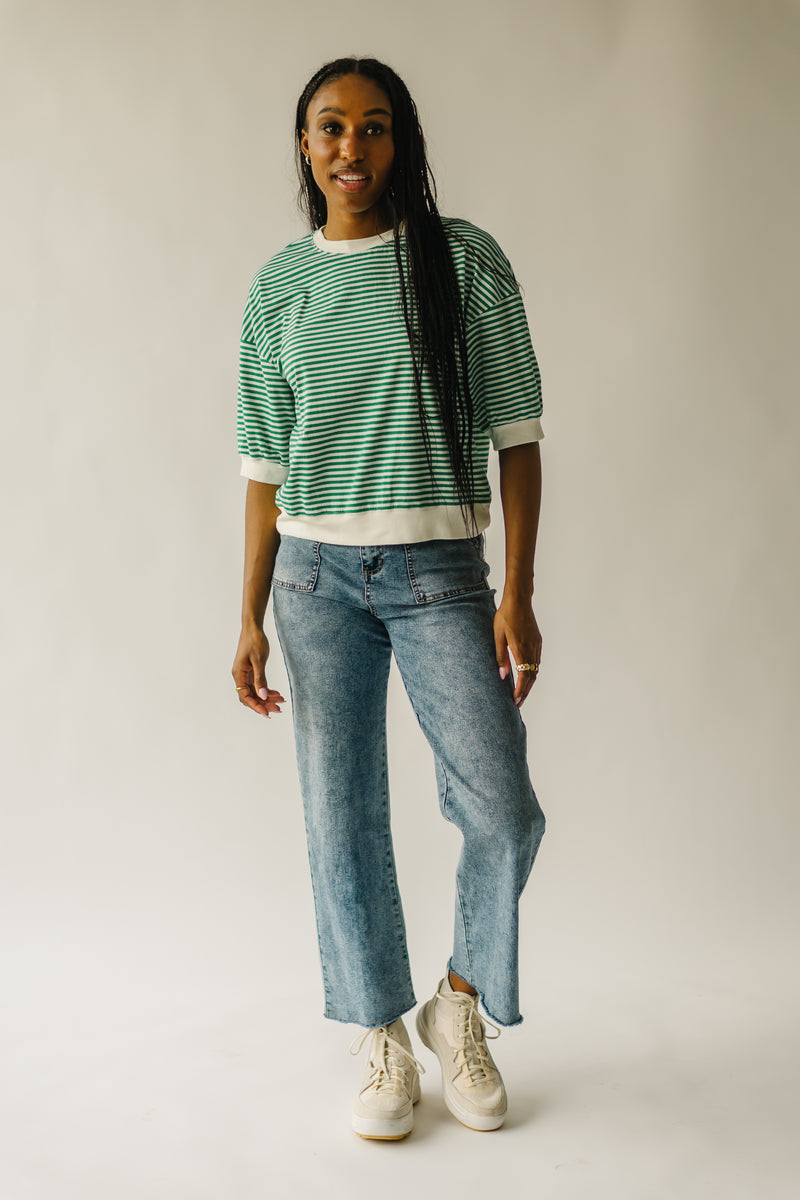 The Wrenly Crew Striped Tee in Green