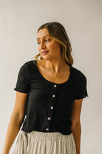 The Arleth Waffle Knit Blouse in Black