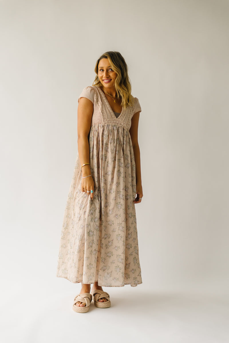 The Barrick Lace Detail Maxi Dress in Rosewood