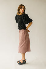 The Romford Denim Pencil Skirt in Mauve