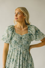 The Stromer Smocked Sweetheart Maxi Dress in Green Multi