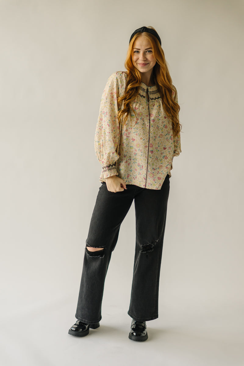 The Weaver Embroidered Detail Blouse in Cream Floral