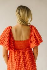 The Rasillo Balloon Sleeve Dress in Coral Orange