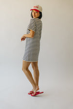 The Abarza Striped T-Shirt Dress in Black + White