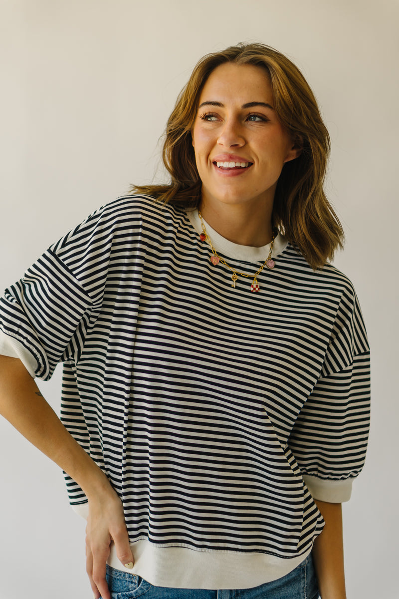 The Wrenly Crew Striped Tee in Black