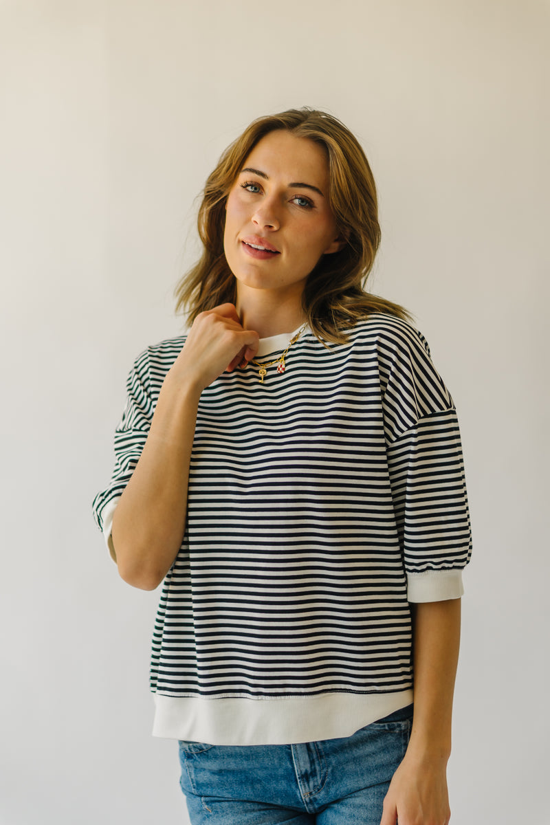 The Wrenly Crew Striped Tee in Black