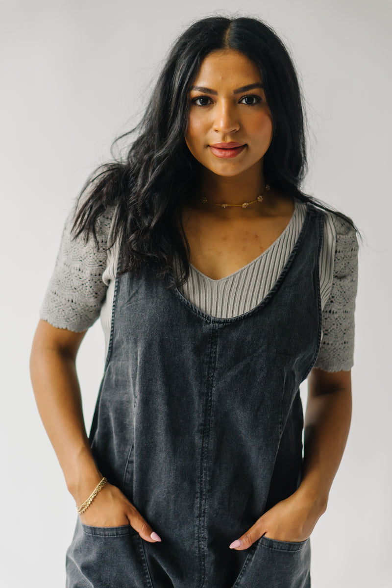The Galant Scoop Neck Overall in Charcoal
