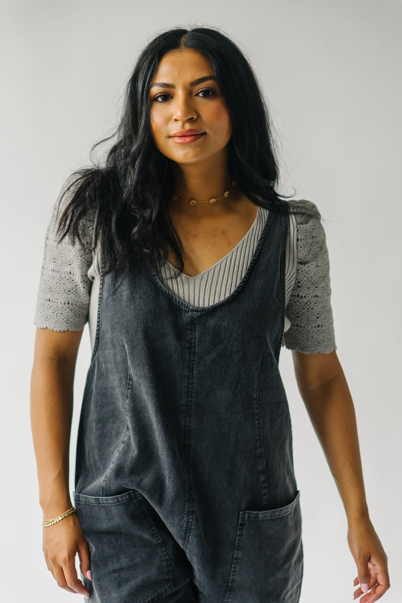 The Galant Scoop Neck Overall in Charcoal