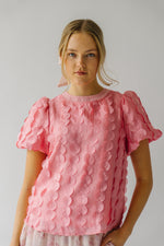 The Millington Polka Dot Textured Blouse in Pink