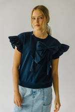 The Conahan Ruffle Sleeve Blouse in Navy