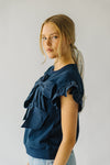 The Conahan Ruffle Sleeve Blouse in Navy