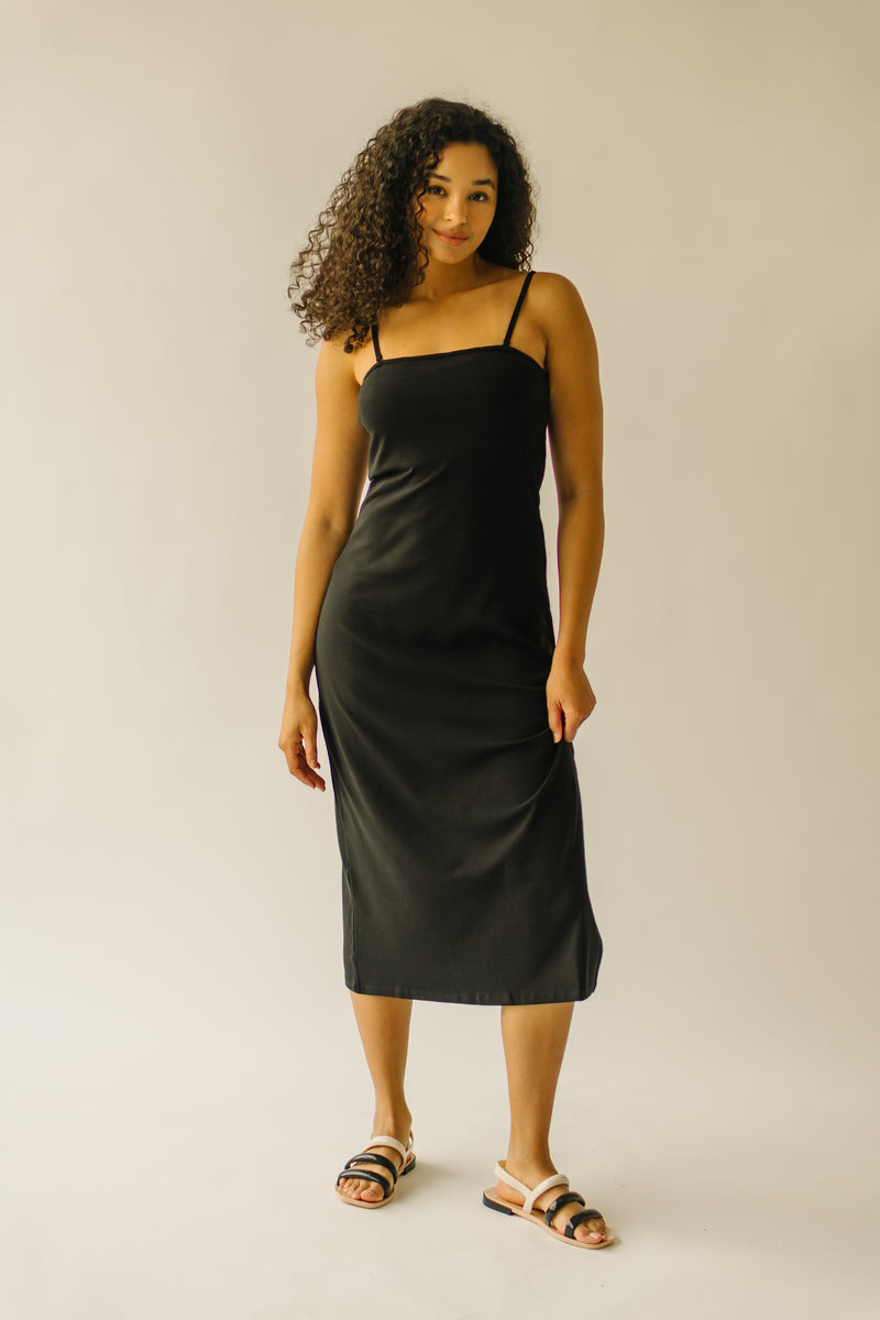The Belinda Tank Knit Midi Dress in Black