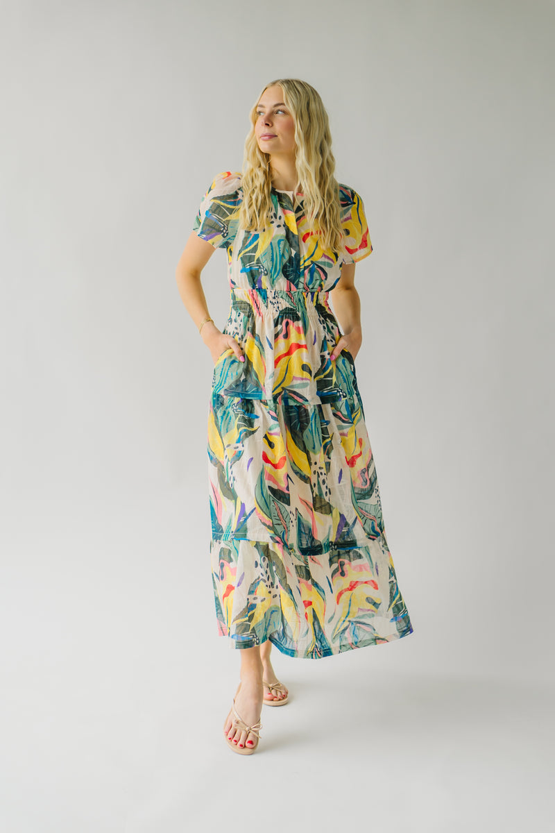 The Belvins Patterned Maxi Dress in Green Combo