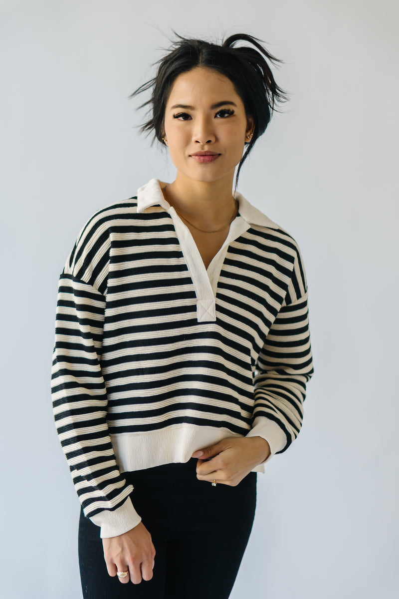 Womens Black And White Striped Sweater