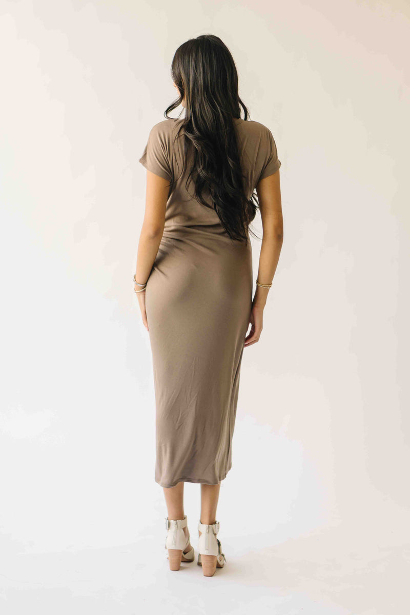 cinched waist midi dress The Cordelia Cinched Waist Midi Dress in Olive Large