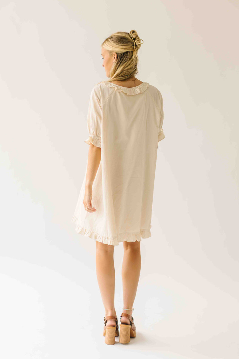 beige ruffle dress The Matty Ruffle Detail Midi Dress in Cream XXX-Large