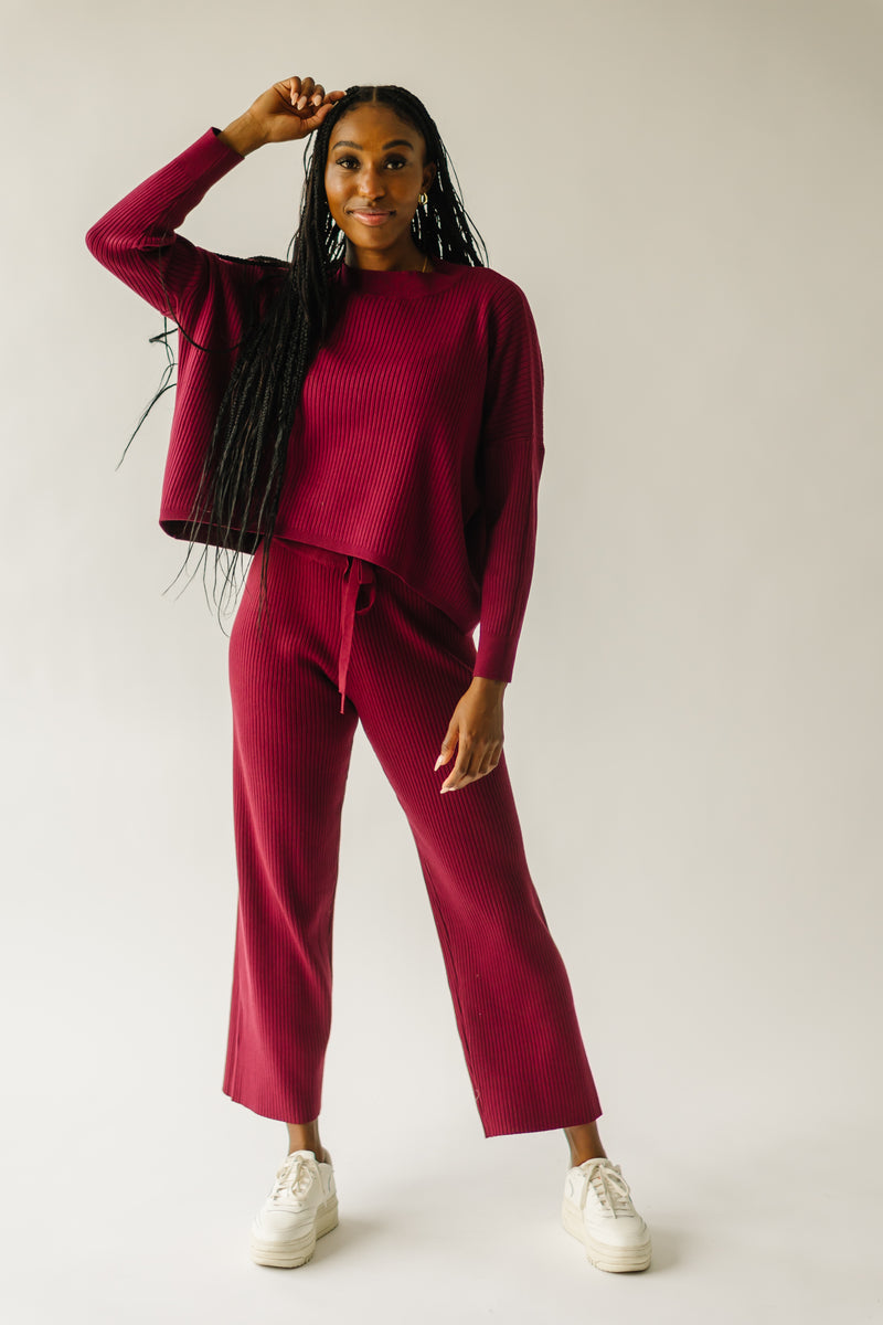 The Bethel Ribbed Straight Leg Sweater Pant in Mulberry – Piper & Scoot