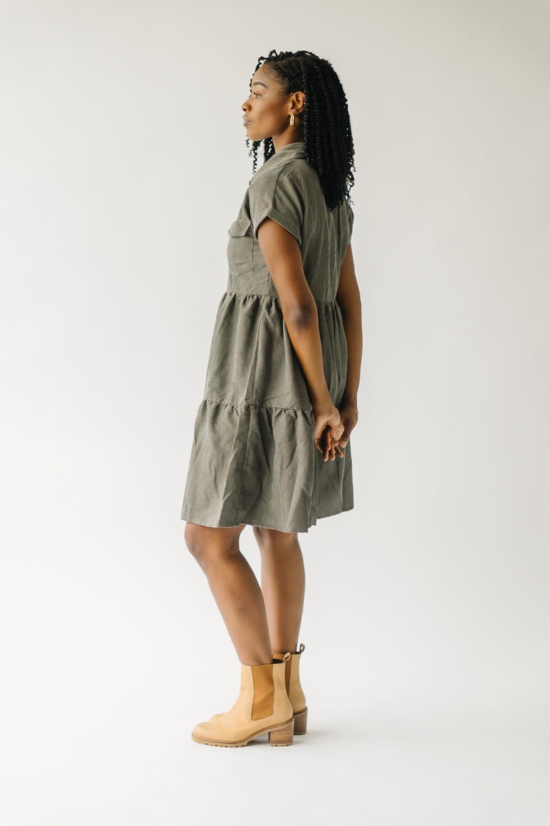 The Emerson Button-Up Dress in Olive – Piper &