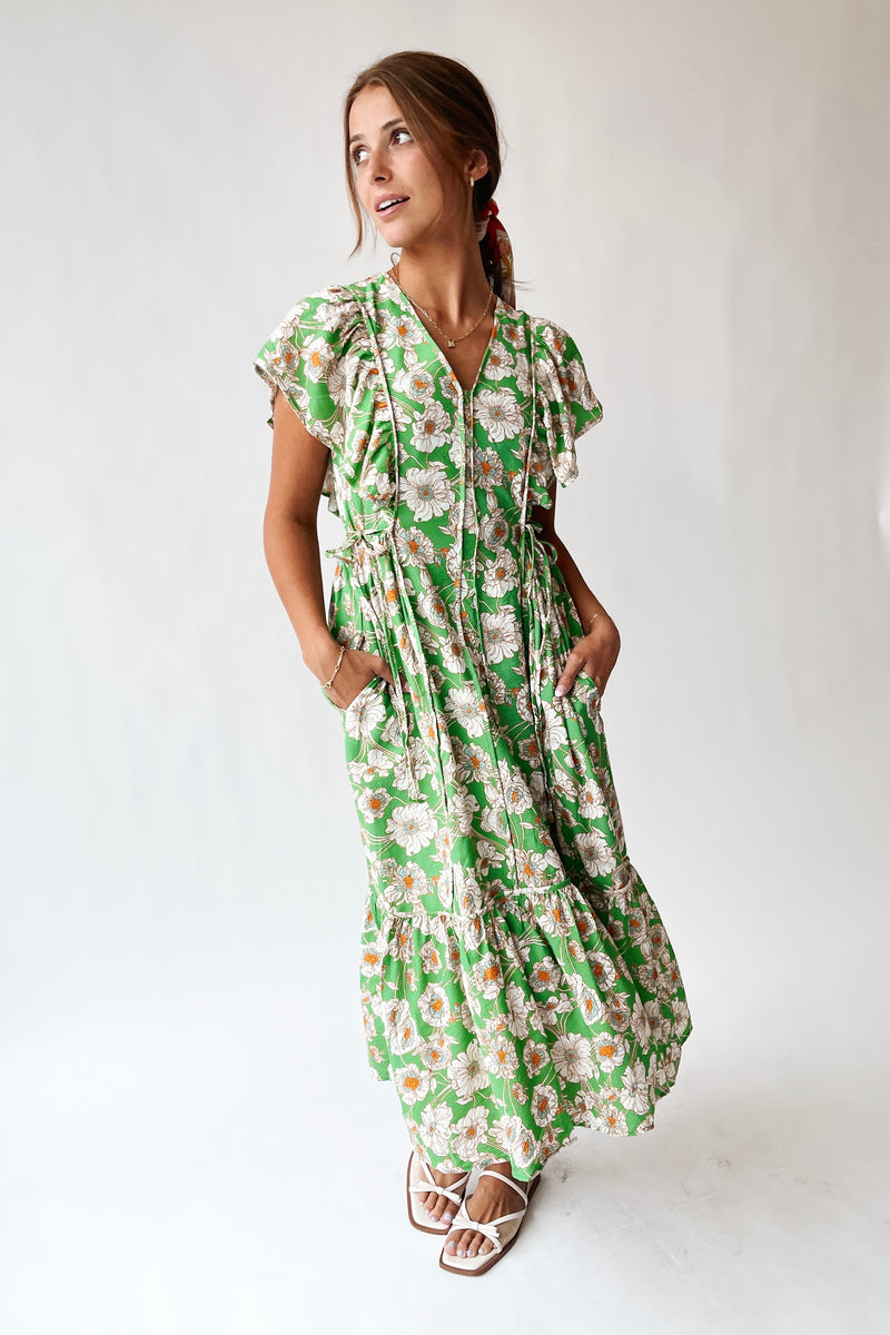 duck egg green dress The Belmarez Floral V-Neck Midi Dress in Green Mix – Piper & Scoot