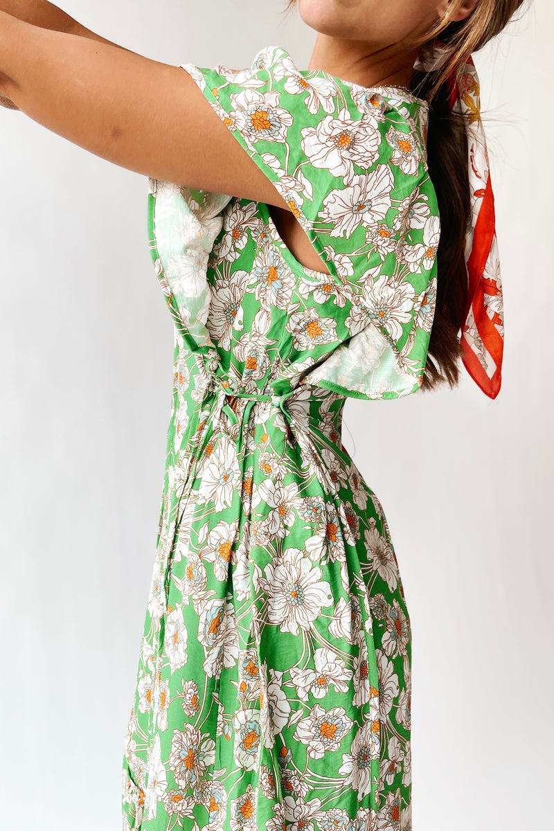 The Belmarez Floral V-Neck Midi Dress in Green Mix Piper & Scoot The Belmarez Floral V-Neck Midi Dress in Green Mix Piper & Scoot