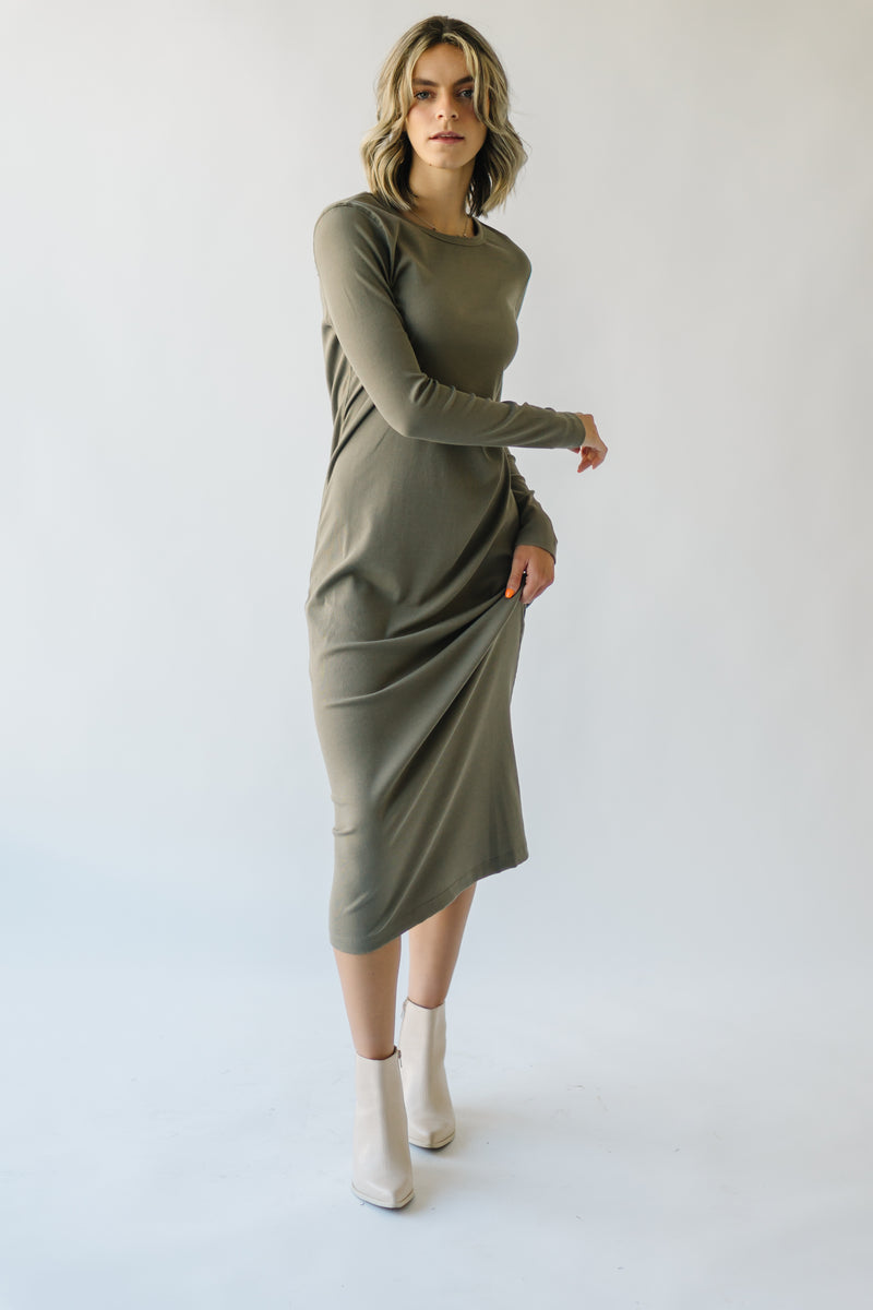 The Carbondale Ribbed Midi Dress in Olive – Piper & Scoot
