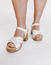 The Tia Leather Platform Sandal in Cream