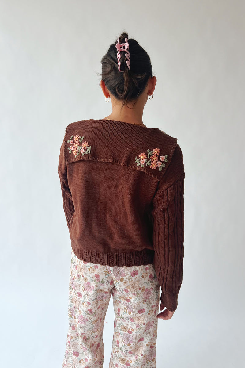 The Ledger Flower Embroidered Cardigan in Mocha – Piper & Scoot