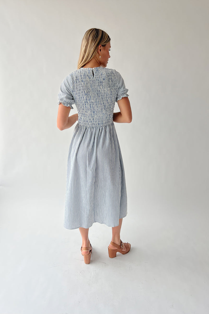 smocked bodice midi dress Smocked Bodice Midi Dress- Pink Medium
