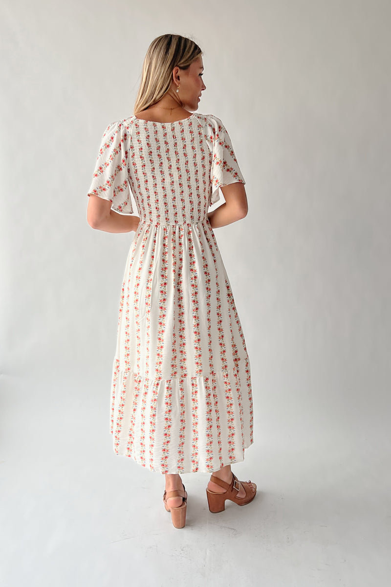 ivory and red dress Brick Red Floral Print Cotton Maxi Dress - Floral Dresses
