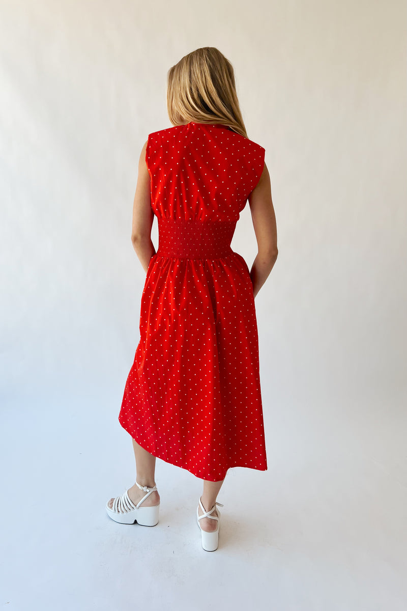 red dress midi uk The Mina Zipper Detail Midi Dress in Red Small
