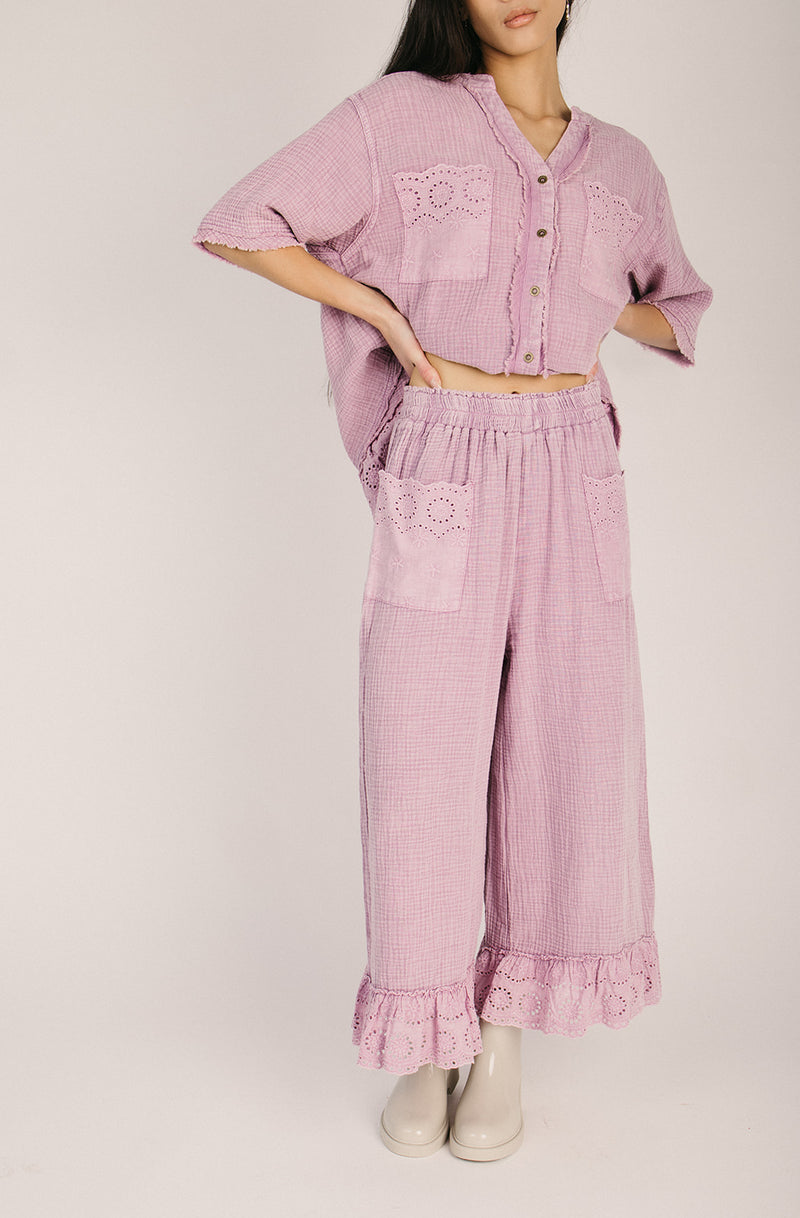 The Carlin Crochet Detail Pant in Lilac Rose – Piper & Scoot