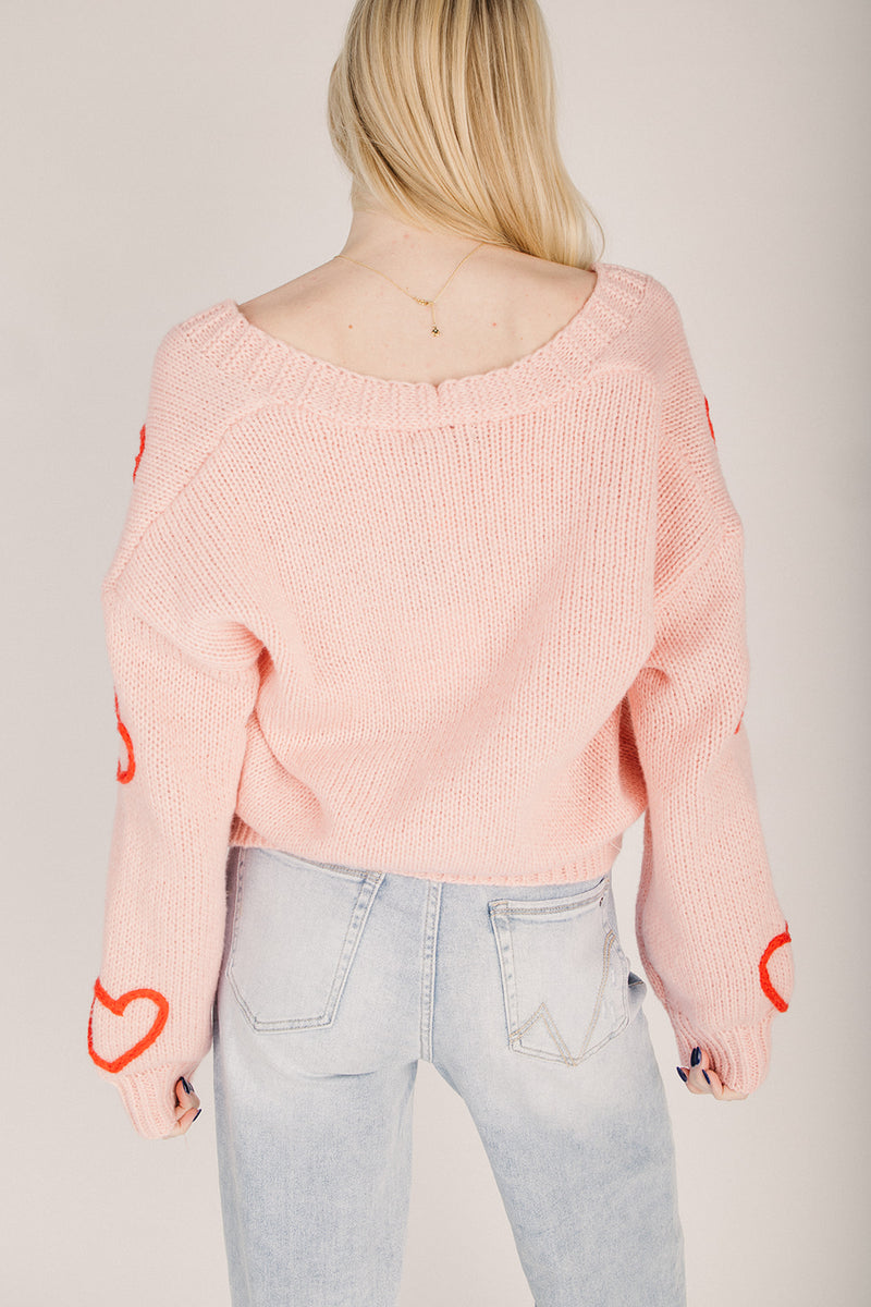 The Dobson Heart Embroidered Cardigan in Pink – Piper & Scoot