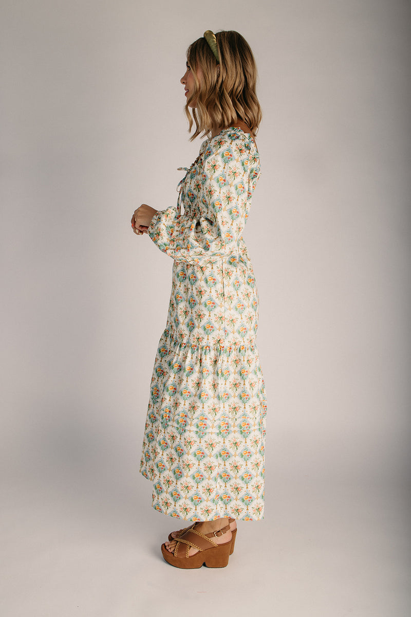 The Gladin Floral Maxi Dress in Cream Multi Small