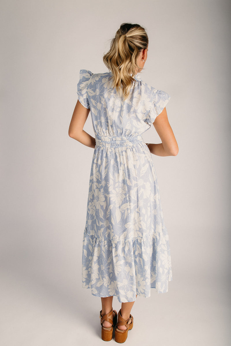 blue petal dress The Gantz Flutter Sleeve Midi in 3X-Large which features a contemporary Size:Petite-12 Age: Adult Princess dress Ribbed Turtleneck Dress by
