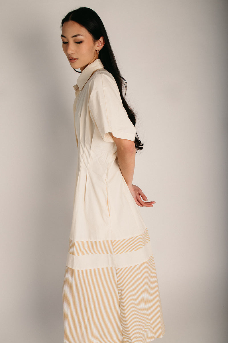 The Frigo Cinch Waist Maxi Dress in Ecru Combo Large The Frigo Cinch Waist Maxi Dress in Ecru Combo Large