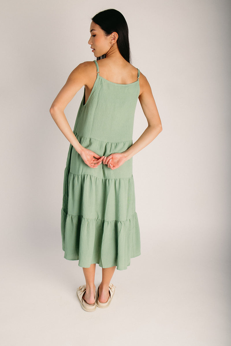 The Balow Tiered Tank Maxi Dress in Sage Mint Medium The Balow Tiered Tank Maxi Dress in Sage Mint Medium