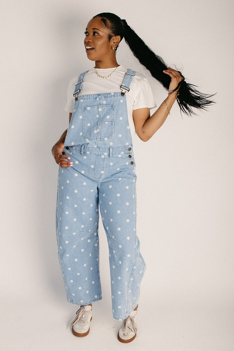 The Abbey Polka Dot Denim Overall in Light Wash – Piper & Scoot