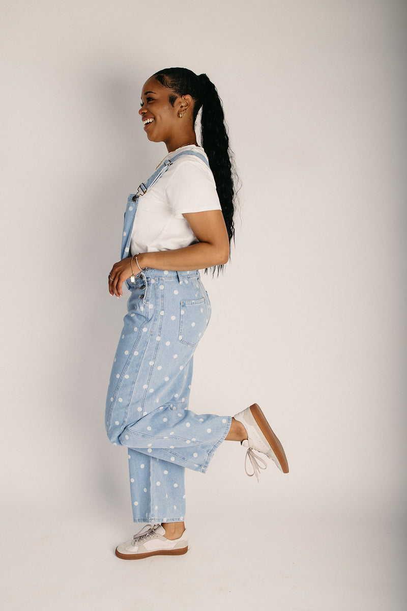 The Abbey Polka Dot Denim Overall in Light Wash – Piper & Scoot