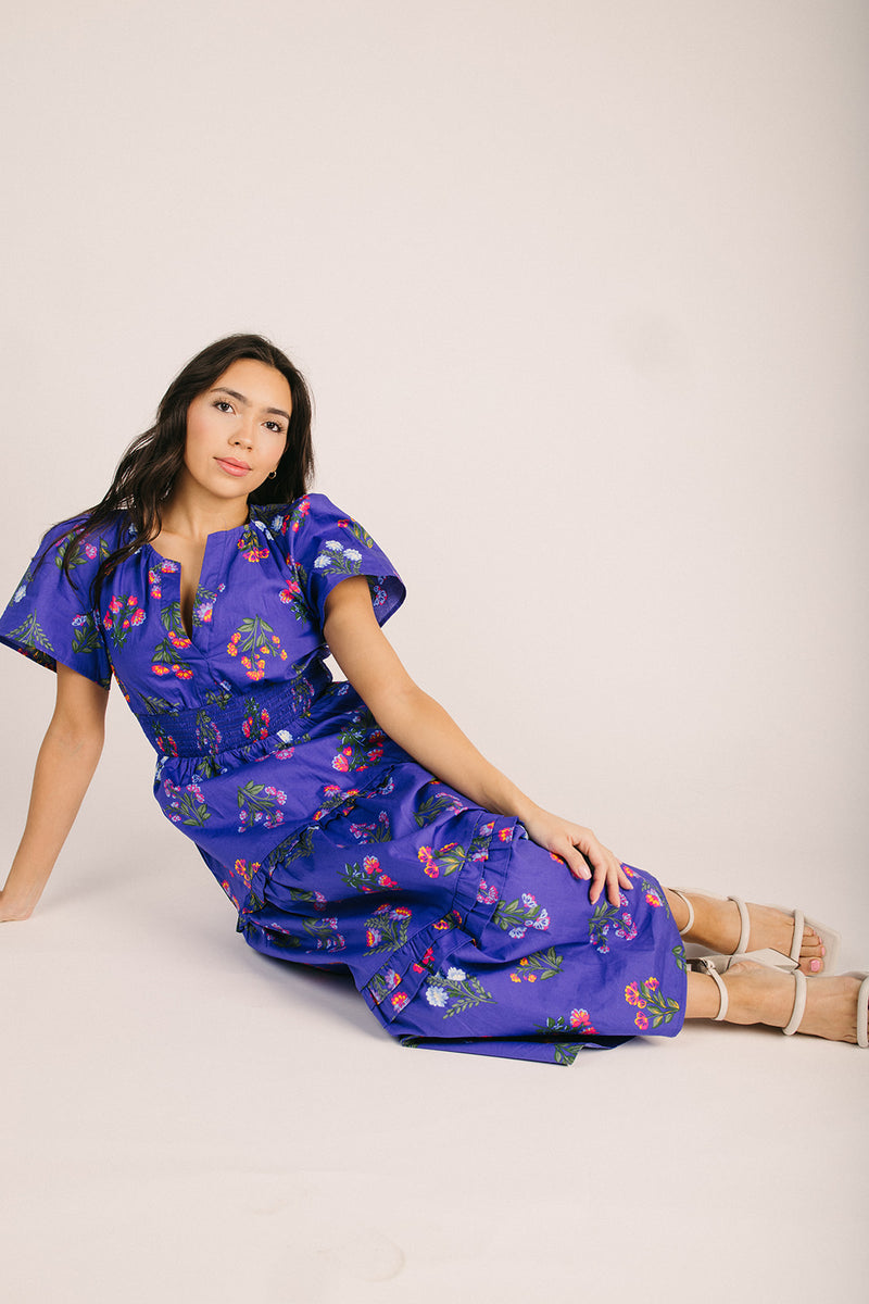 knee length dresses for ladies The Clemen Poplin Tiered Maxi Dress in Navy – Piper & Scoot