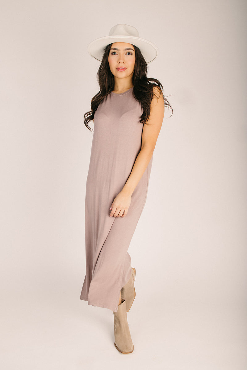 The Berbert Knit Maxi Tank Dress in Taupe X-Large The Berbert Knit Maxi Tank Dress in Taupe X-Large