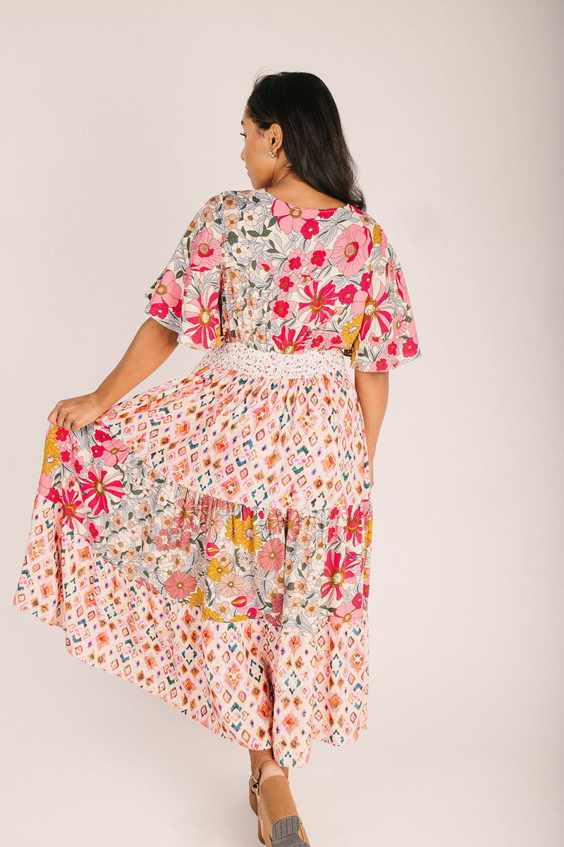 The Marlina Floral Midi Dress in Rose – Piper & Scoot