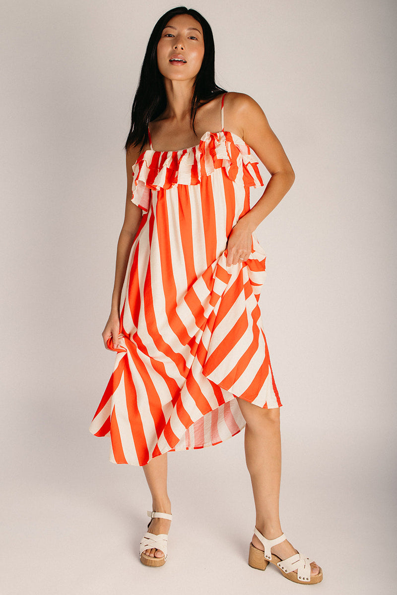 The Verizzi Maxi Tank Dress in Red Stripe Small
