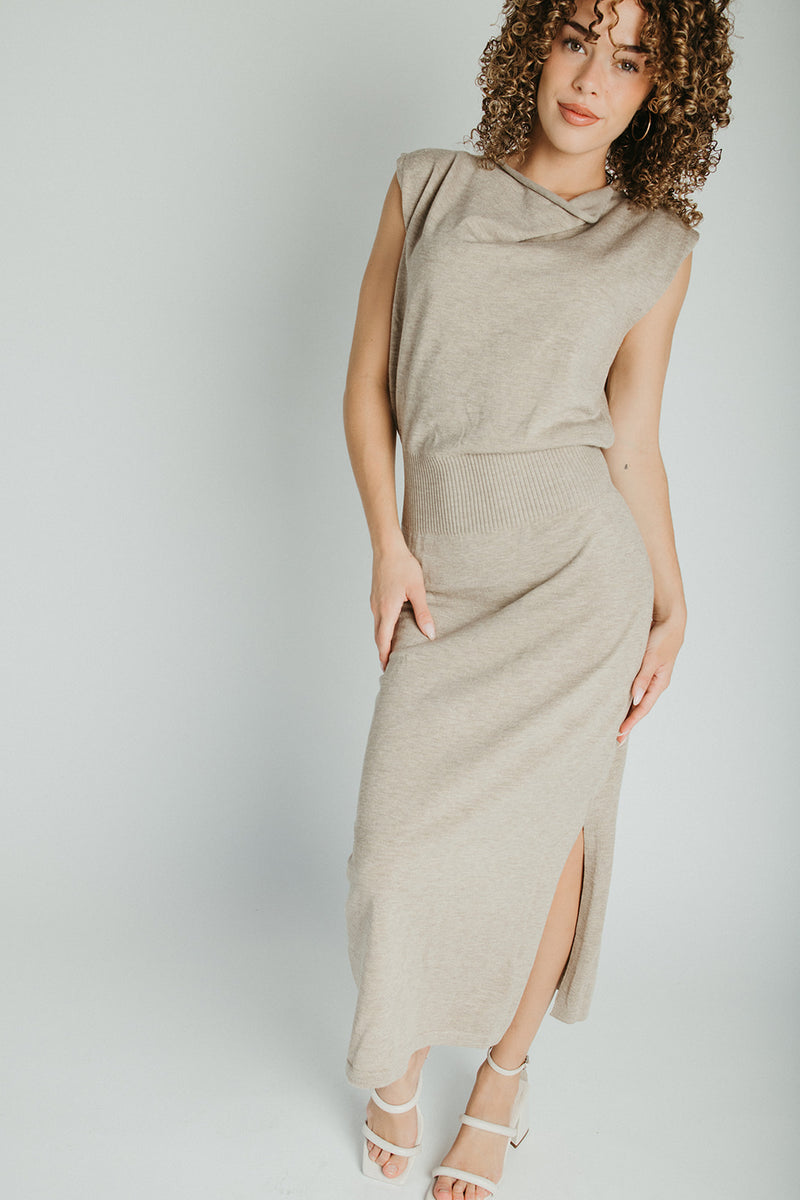 The Perrins Sweater Midi Dress in Oatmeal Large The Perrins Sweater Midi Dress in Oatmeal Large