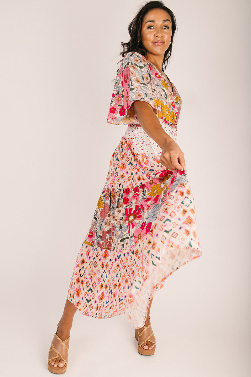 The Marlina Floral Midi Dress in Rose – Piper & Scoot