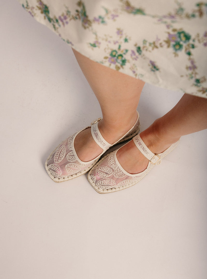 Matisse: Meg Mary Jane Flat in Ivory Floral – Piper & Scoot