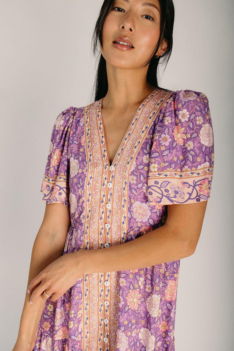 The Jay Floral Maxi Dress in Lavender Mix Large The Jay Floral Maxi Dress in Lavender Mix Large